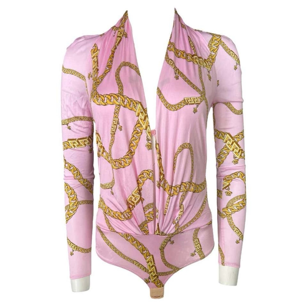 Versace Pink Chain Print Women's Top